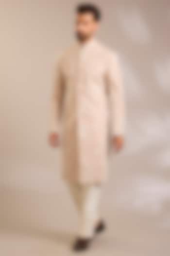 Sandrose Silk Groom Sherwani Set by Dhruv Vaish at Pernia's Pop Up Shop